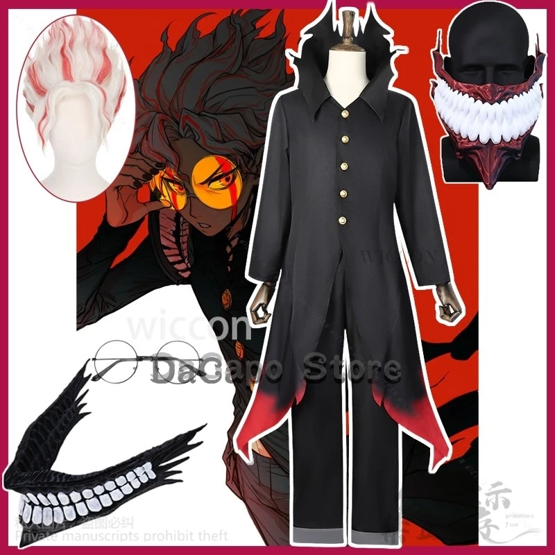 Dandadan Okarun Ken Takakura Cosplay Kostuum Pruik Heren Cosplay Uniform Prop Haar 3D Masker Rekwisieten Halloween Rollenspel Mantel Rood Zwart