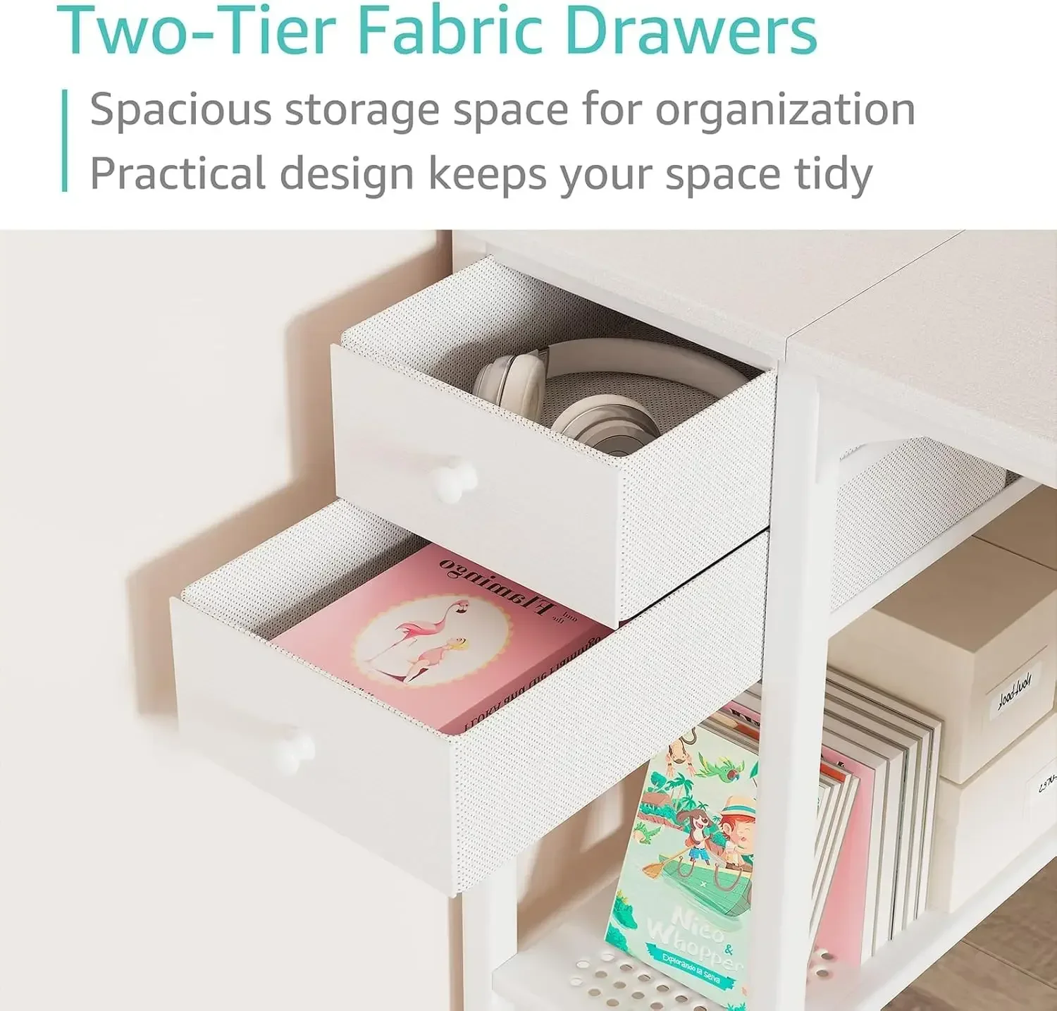 White Small Desk with Drawers - 40 Inch Computer Desk for Small Space Home Office, Modern Simple Study Writing Table PC Desks