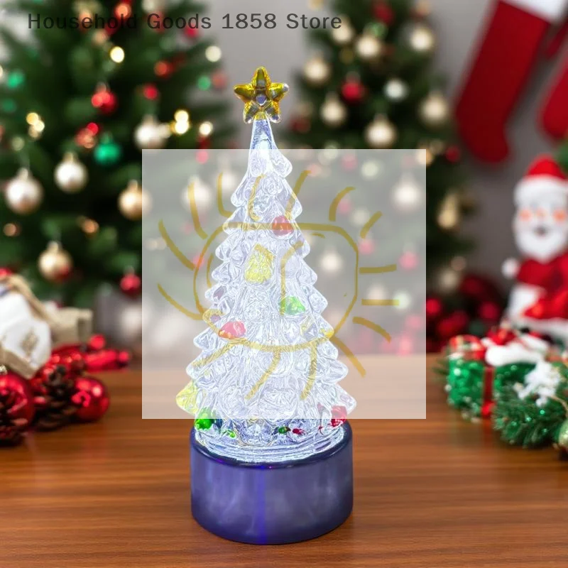 

Christmas Tree Night Light Battery Powered Crystal Table Lamp For Home Decor Festive Holiday Party Desktop Decoration