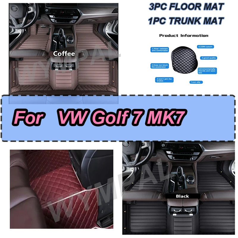 

Роскошные автомобильные коврики на заказ для VW Golf 7 MK7 2012 2013 2014 2015, роскошные кожаные автомобильные коврики