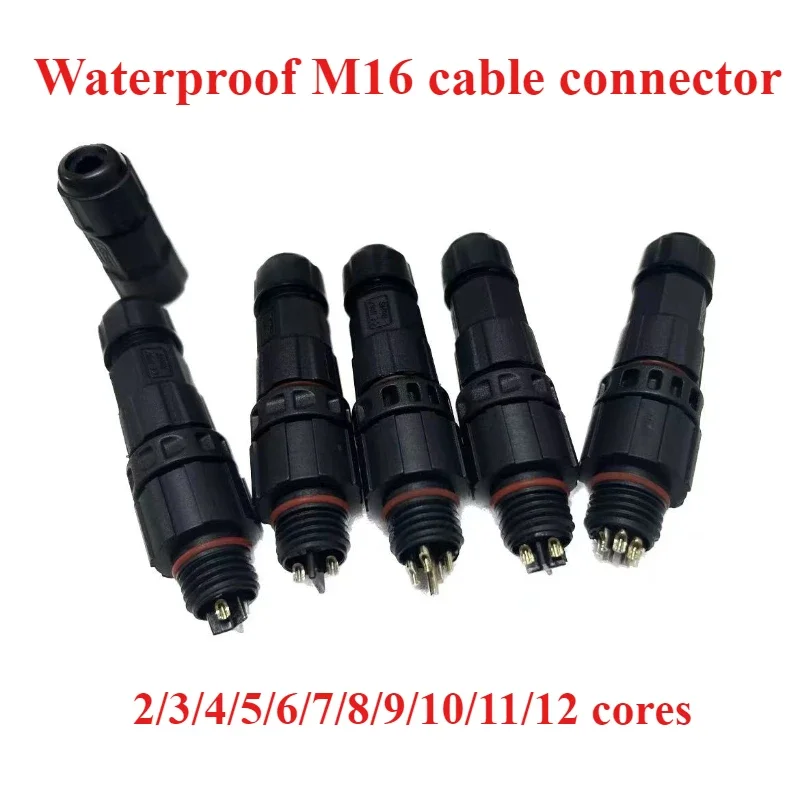 M16 Cable Connector IP68 2 3 4 5 6 7 8 9 10 11 12 Pin Electrical Wire Plug Screw/Soldering Male Female Power Connectors