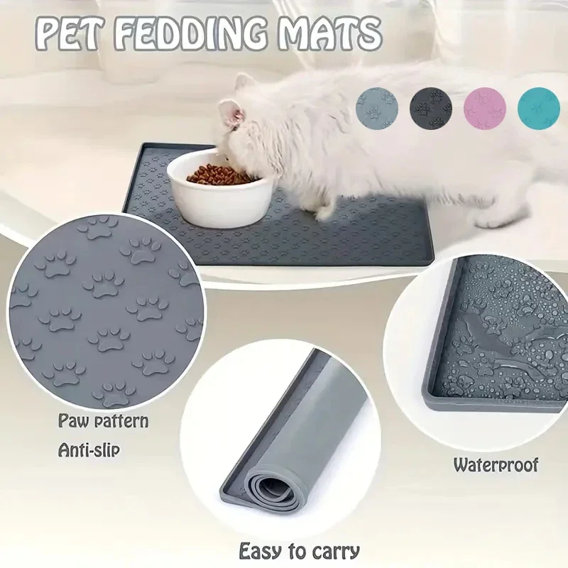 Pet placemat for cats and dogs silicone large lock edge leak-proof non-slip waterproof and spill-proof cleaning supplies