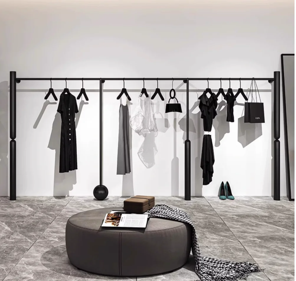 

Display rack iron art black wall display rack wall hanging hangers simple women's clothing store special shelves