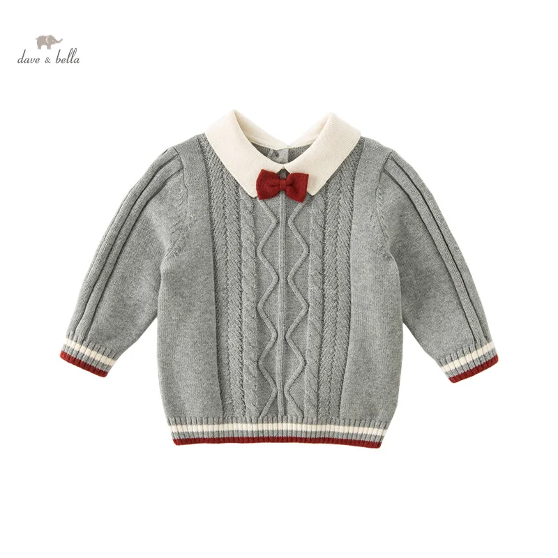 Dave Bella 2023 New Autumn Winter Boys Children Top Knitted Sweater Pullover Fashion Casual Gentle Academic-Style DB4237237