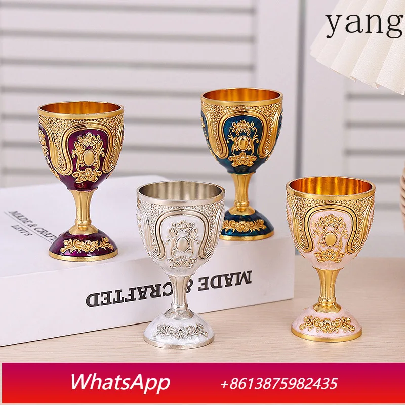 

YJQ 2pcs European Metal Household High-end Creative High Value Wine Glass Goblet Home Ornaments