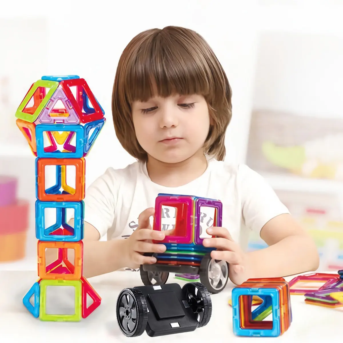 

2Pcs Magnetic Wheels Expansion Set Compatible with Construction Pieces Brain Development Creativity Building Base