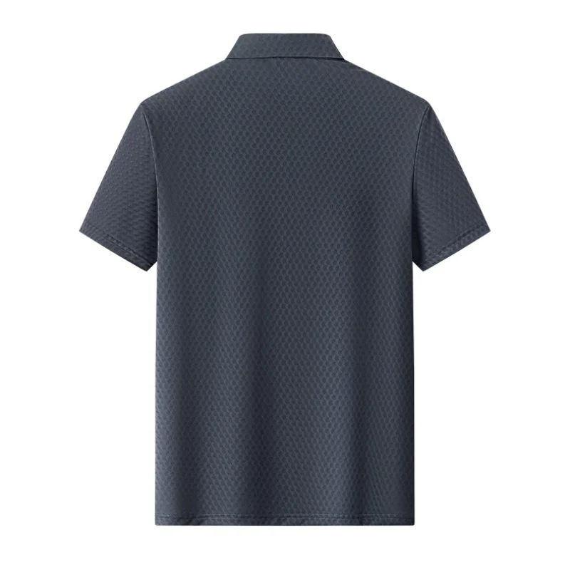 Leisure Man Short-Sleeved Polo Shirt Lapel Button Solid Color Summer New Short Sleeve Breathable Breathable Fashion Mens Clothin