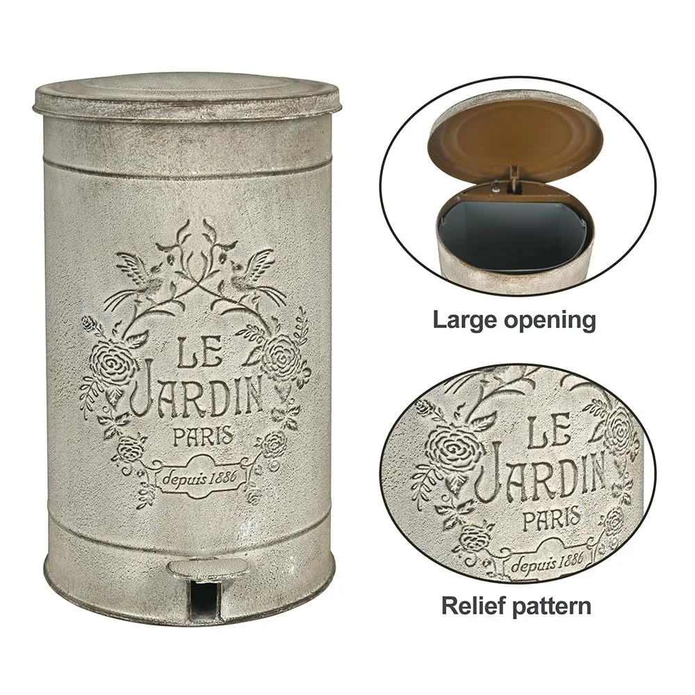 Bote de basura de metal comercial para exteriores con pedal, capacidad de 15 l/4 galones, ideal para centros comerciales y oficinas