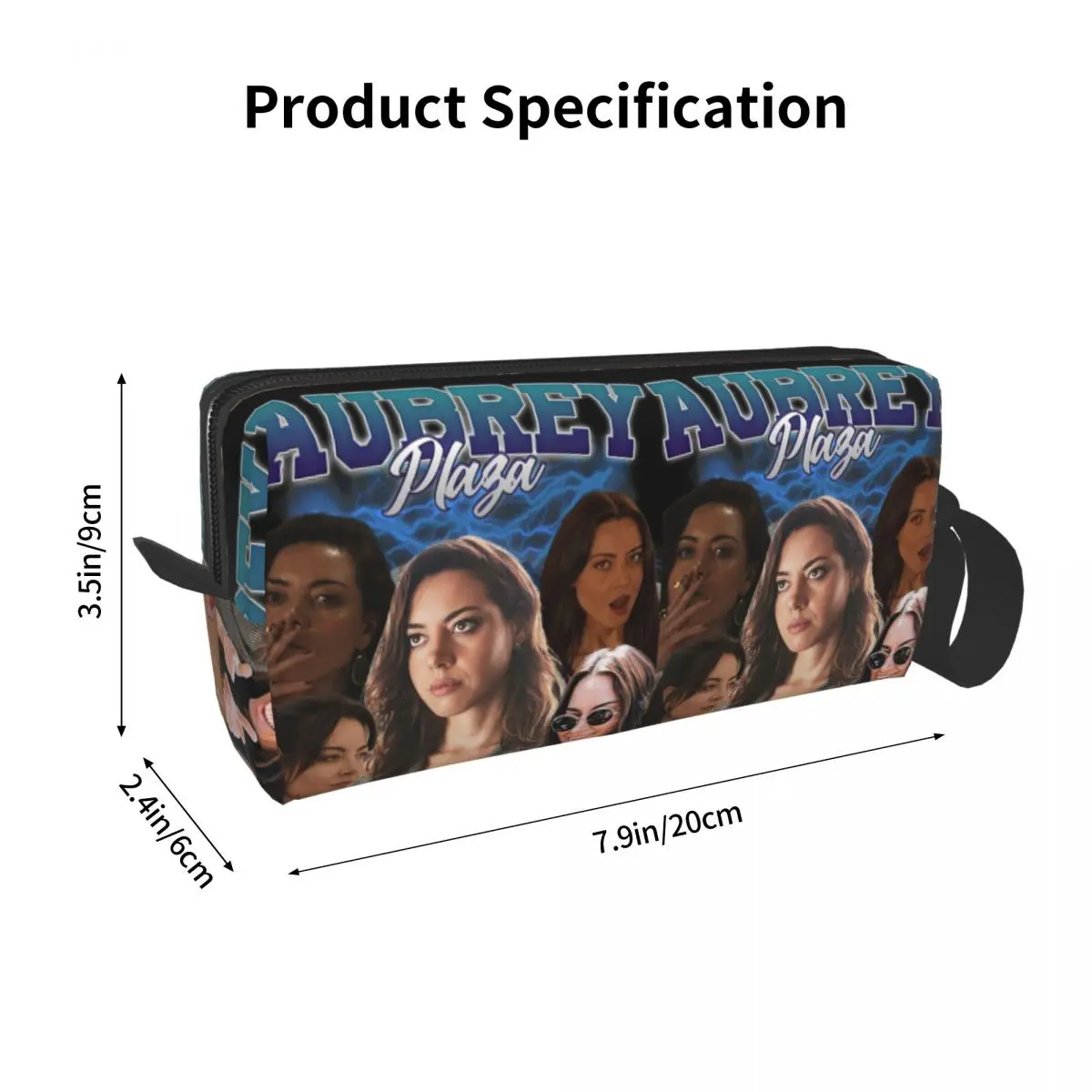 Aubrey Plaza Retro Style Makeup Bag Cosmetic Organizer Toiletry Cosmetic Bag for Women Beauty Travel Pencil Case