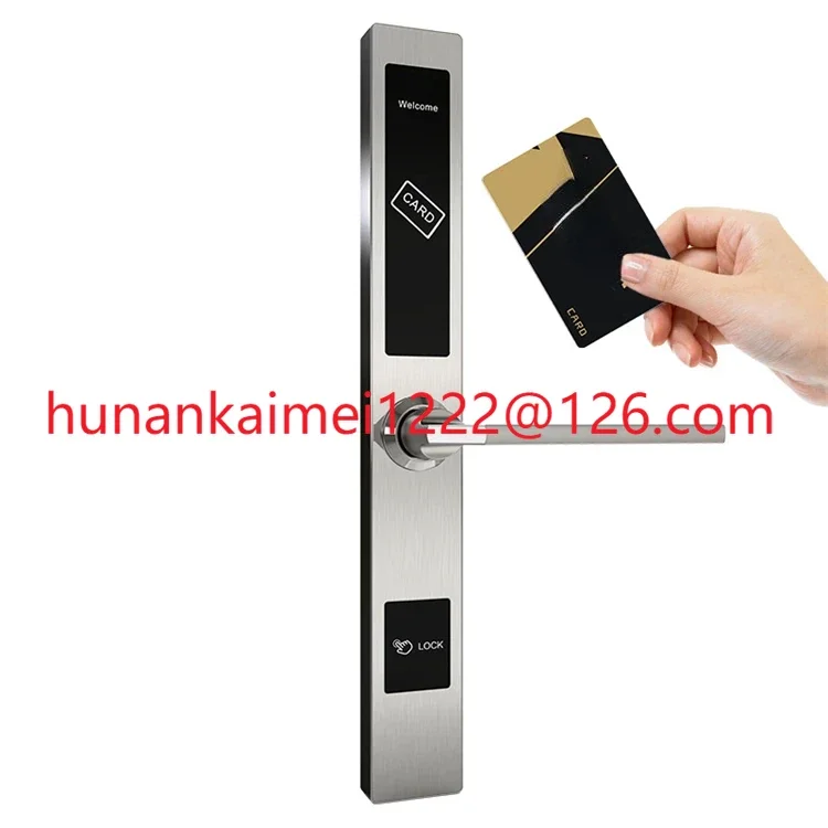 

Factory Aluminum Key Card Door Lock, Rf Card Electronic Door Handle Lock, Smart Hotel Door Lock System Price