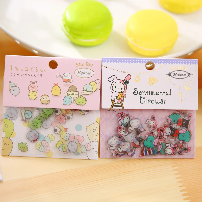 80 pcs/1 lot Kawaii Scrapbooking stickers Rilakkuma Diary Planner stickers Decoration Labels Seals Scrapbooking Albums PhotoTag