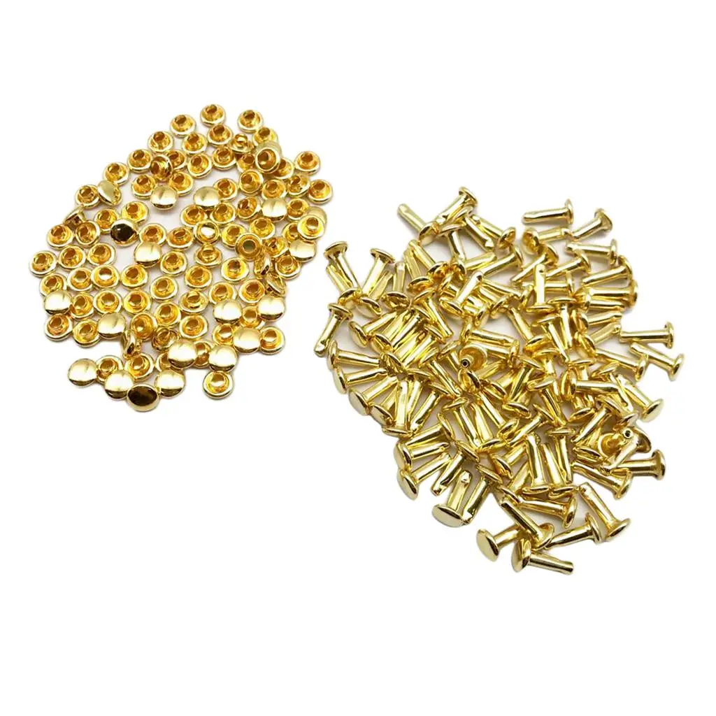 Metal Round Double Cap Studs Rivets Set 6x10mm Leather Rivets for DIY Bags Clothes Belts Punk Style Decor