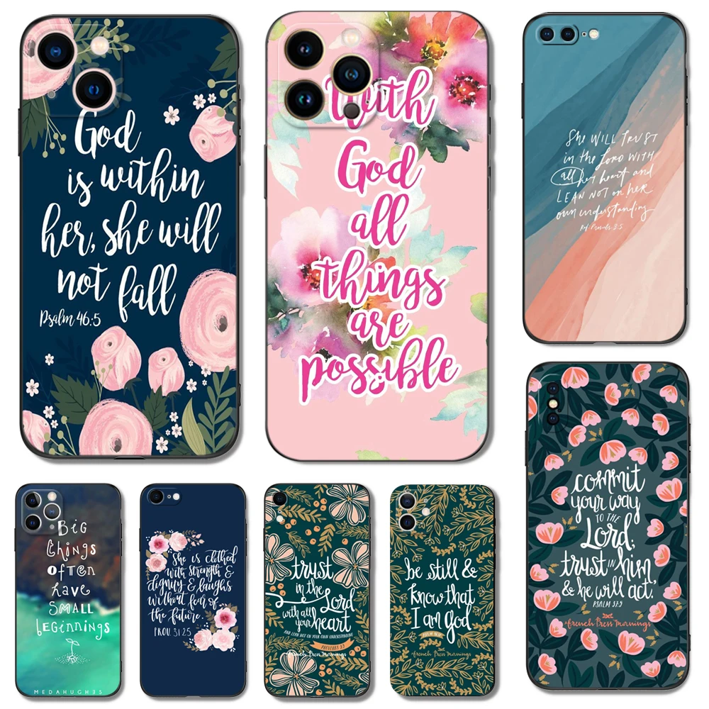 clear tpu case for iphone 14 13 12 11 mini pro MAX 5 5s se 2020 6 6s 7 8 plus x 10 XR XS cover butterfly caliber bible Quotes