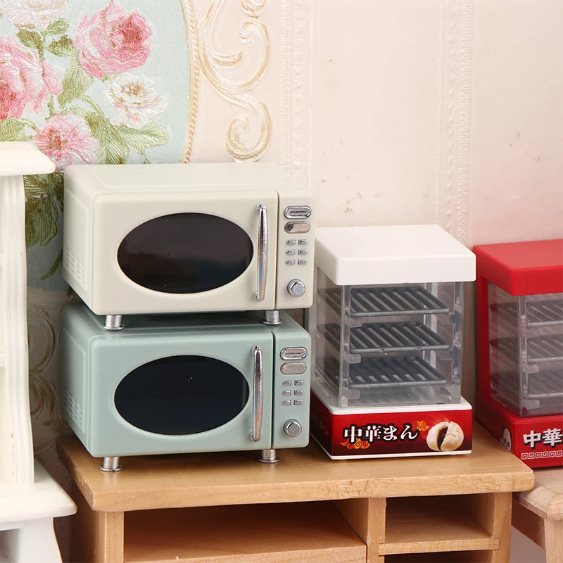 1:12 Dollhouse Miniature Micro-wave Oven Bread Cabinet Steam Box Household Electric Model Doll House Kitchen Scene Accessories