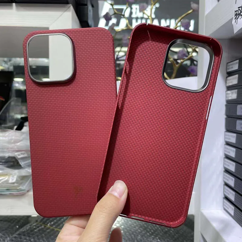 Case for iPhone 15 Pro Max Plus Real Carbon Fiber Aramid Full Coverage Cell Mobile Phone Protective Cover Protection Shell