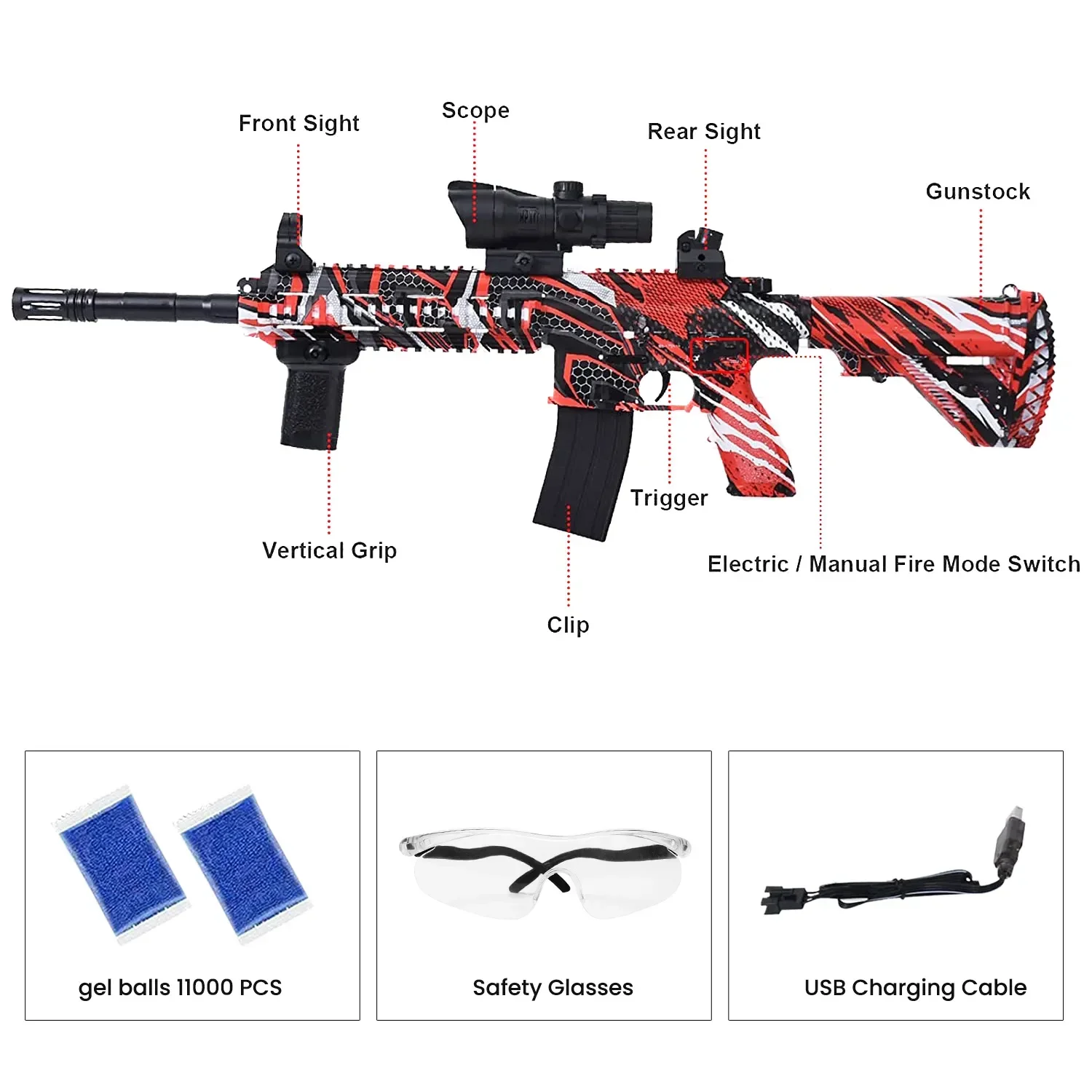 Electric Gel Balls Gun Toy Gun M416 Eco-FriendlyBall gun Automatic With 10000 Drop Goggles Outdoor Game for Children Adult Toy