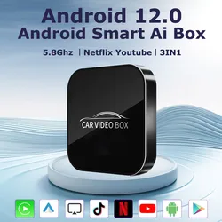 Android 12 CarPlay VideoTV Box 3in1 Plug&Play Bluetooth Wireless Carplay Android Auto Adapter Smart Box Support Youtube Netflix