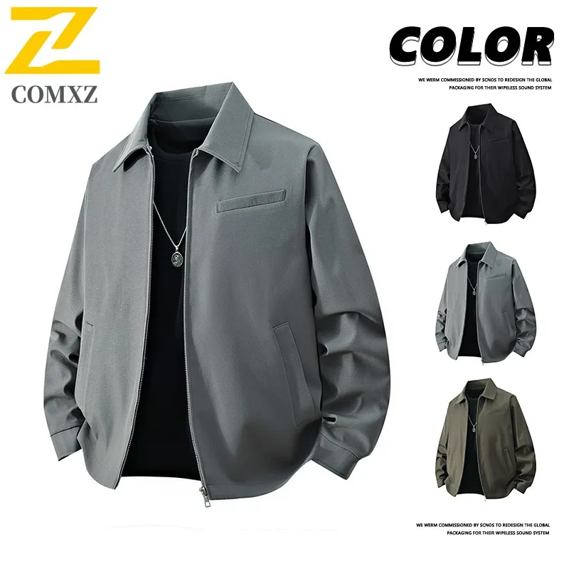 

COMXZ мужские куртки 2025 однотонные классические дорожные прогулочные свободные ветрозащитные верхняя одежда для кемпинга удобное пальто для рыбалки и велоспорта