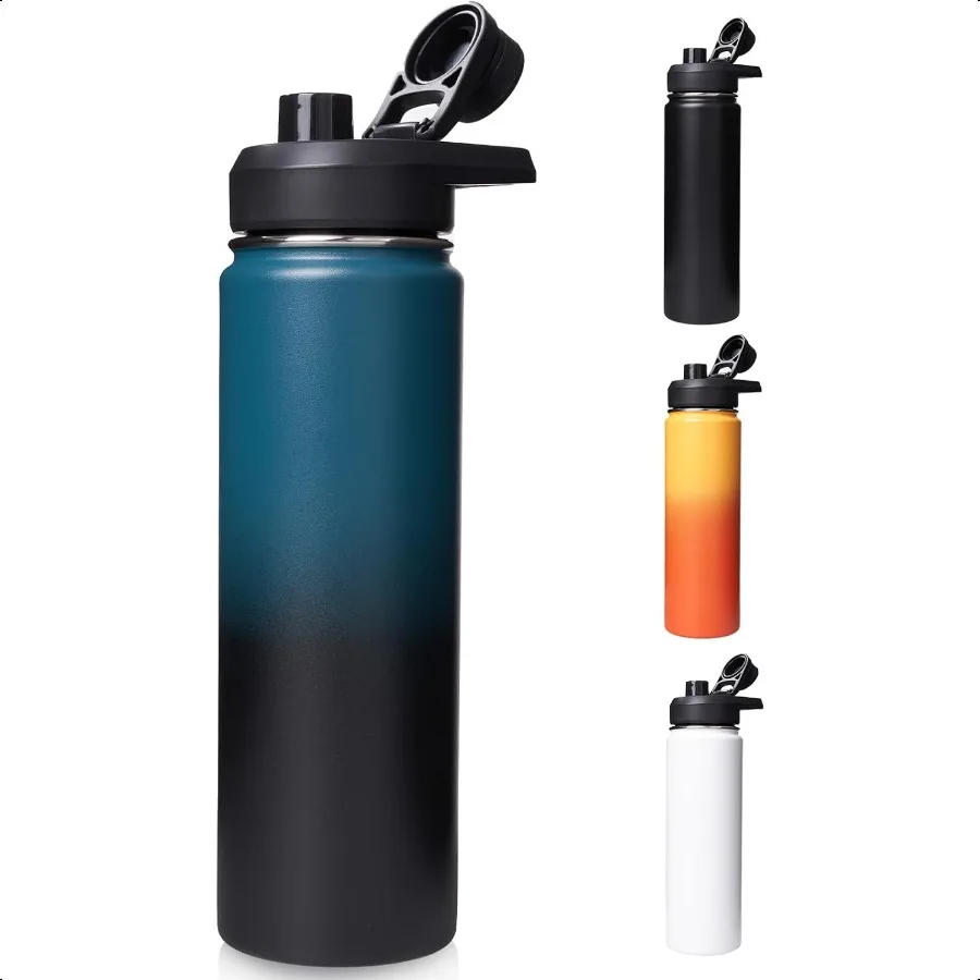 

Изолированная бутылка для воды на 24 унции с ручкой. Бутылки для воды из нержавеющей стали 304 с широким горлышком. Вакуумная спортивная бутылка для воды с двойными стенками.