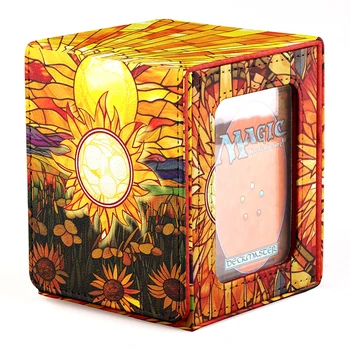 Karten-Deckbox, passend für MTG-Deckbox mit 2 Kartenteiler, 2 Würfeln, Magic Commander, vertikale Leder-Sammelkarten-Aufbewahrungsbox