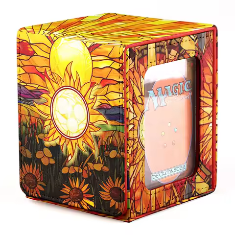 Cards Deck Box Fit For MTG Deck Box With 2 Card Dividers,2 Dice,Magic Commander Vertical Style Leather Trading Cards Storage Box