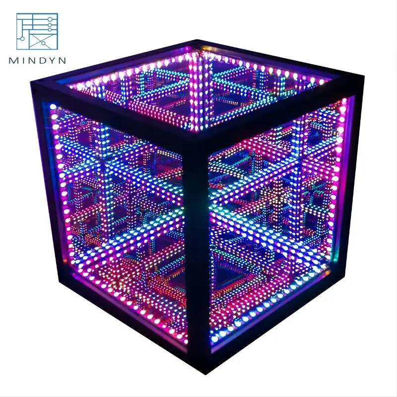 Big Metal Infinity Phantom Mirror LED Hypercube Cool Atmosphere Lights Bar Music Interactive Lamp Gift Decoration For Party