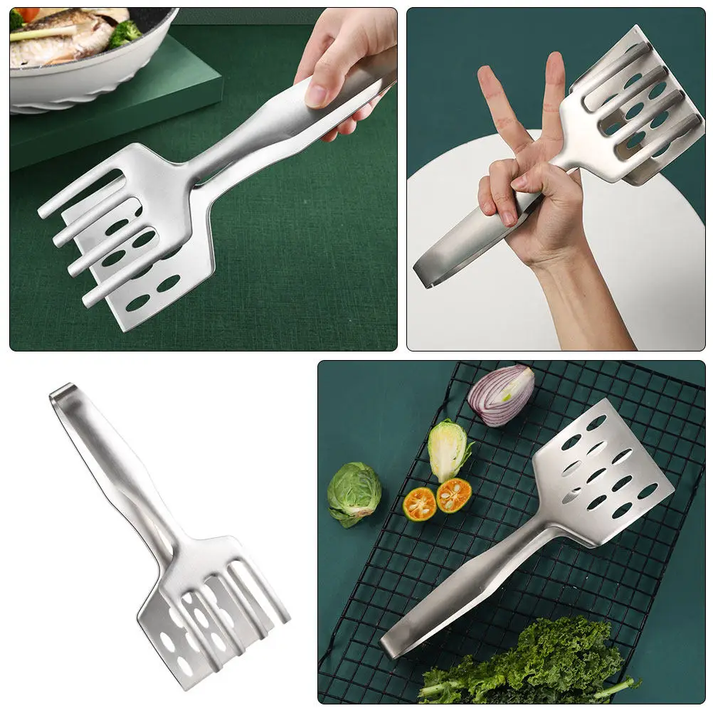 1Pcs Premium Stainless Steel Food Clip Multi Function Barbecue Clamp Steak Tong for Grilling Cooking Serving Buffet Kitchen Use