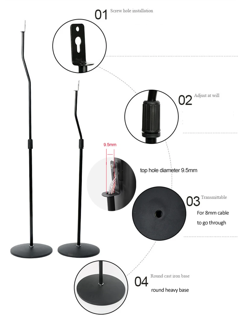 (1 coppia) SF01 100 CENTIMETRI 110 CENTIMETRI 120 CENTIMETRI regolabile universale Surround sound SPEAKER SUPPORTO a pavimento Per Z906 520 del supporto del grande rack di base