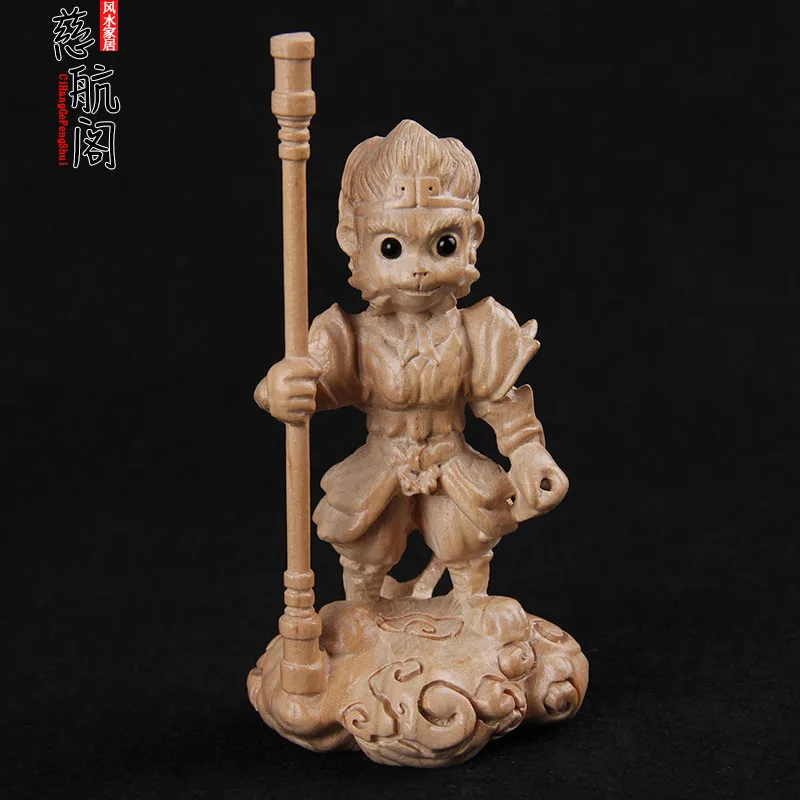 

Peach Wood Monkey Ornament the Monkey King: Quest for the Sutra Wood Carving Monkey Ornament Crafts Baby Toys