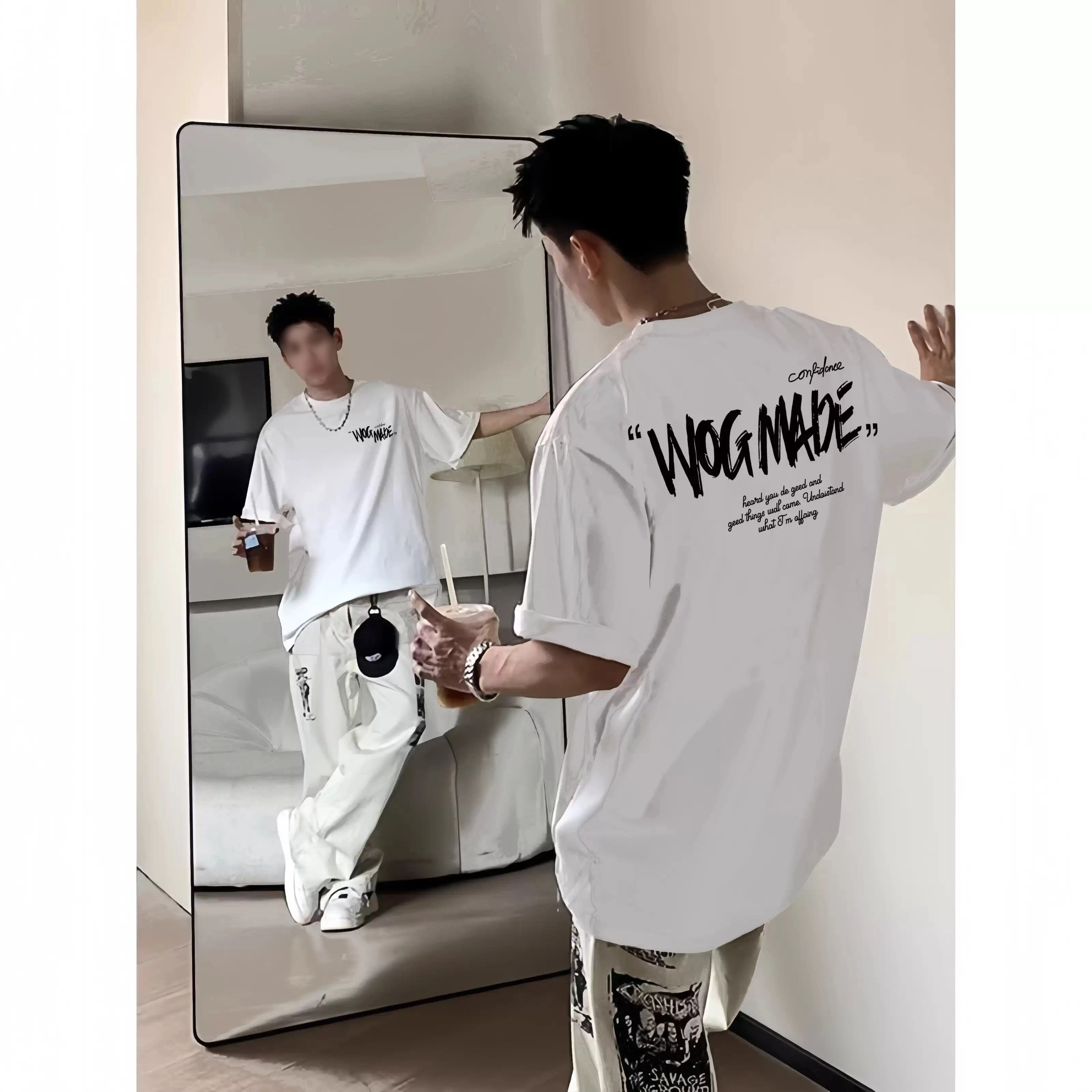 Pure Cotton American High Street Short-sleeved T-shirt, Men's Summer Versatile Loose Student T-shirt Top, Ins