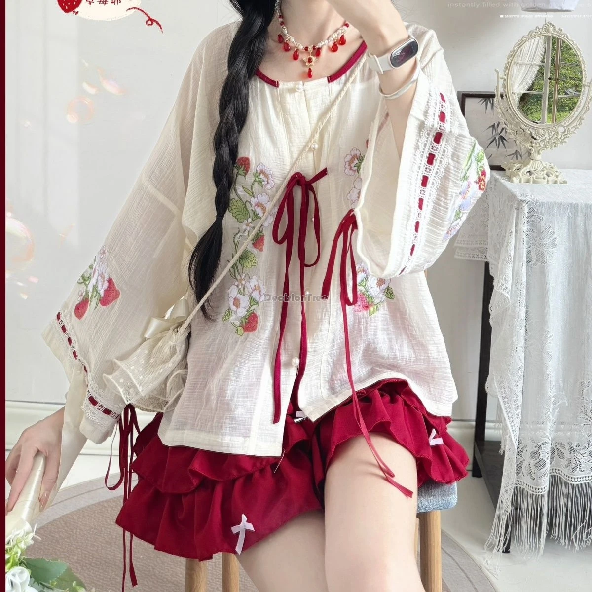 2026-chinese-improved-retro-fashion-style-embroidery-daily-hanfu-set-round-neck-half-sleeve-shirt-cake-dresssummer-new-hanfu-set