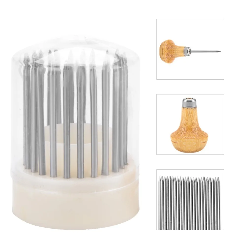 

Durable Wooden Handle Beading Grain Tool Stainless Steel Diamond Setting Tool Engraving Tool Crafting