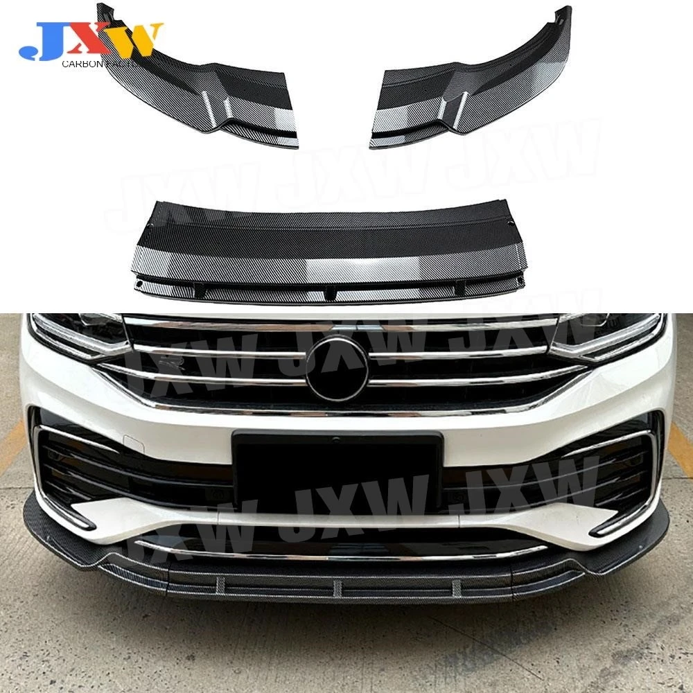 

for Volkswagen Tiguan Rline 2021+ ABS Front Bumper Lip Spoiler Body Kits Front Lip Bumper Extension Three-section Car Styling