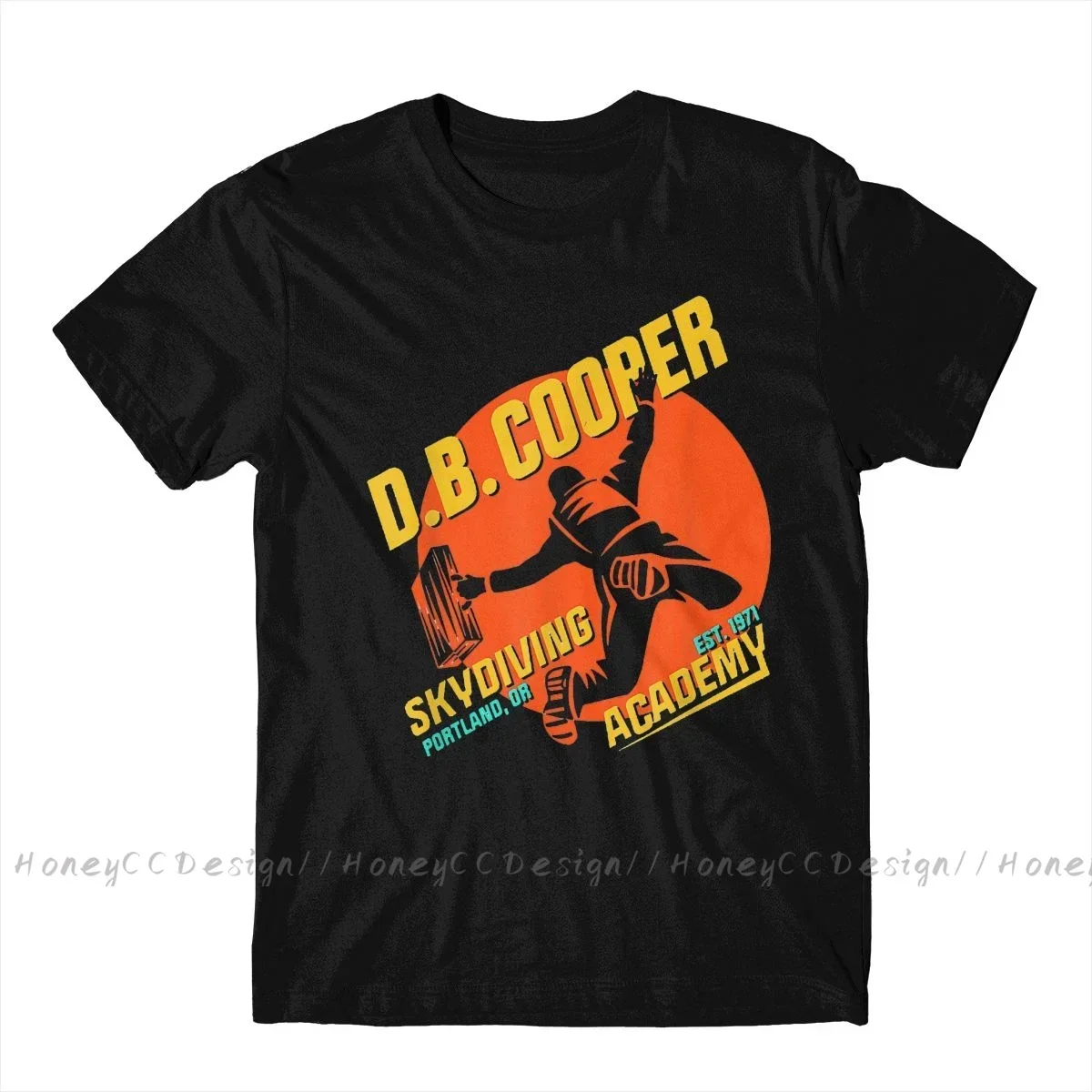 High Quality Men DB Cooper Black T-Shirt Skydiving Academy Pure Cotton Shirt Tees Harajuku TShirt