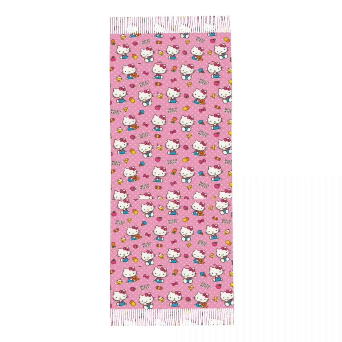 CustomHello Kitty Pattern Scarf Wrap dla kobiet Długi zimowy jesienny ciepły szal z frędzlami Unisex Sanrio Cartoon Scarves