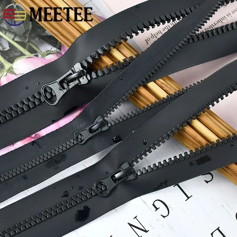 1-5Meters Meetee 5# 8# Waterproof Resin Zippers with Zipper Sliders Tent Jacket Zips Roll Clothing Zip Puller Sewing Accessories