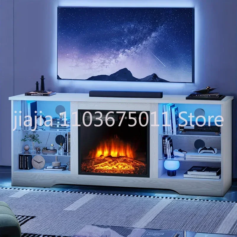 

58 Inches Fireplace TV Stand for TVs up to 65 Inches Console with 18'' Electric Fireplace & Remote, Wooden Modern Entertainment