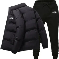 Men's Winter Jackets Thick Warm Jacket Brand Sportswear Coat Pants printed High Quality Zipper Long Sleeved Male Outerwear