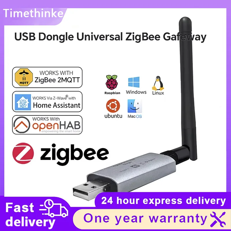 Timethinker Zigbee3.0 USB Dongle Plus Universal ZigBee Gateway via ZHA or Zigbee2MQTT Support EFR32MG21+CH340X+20dBm