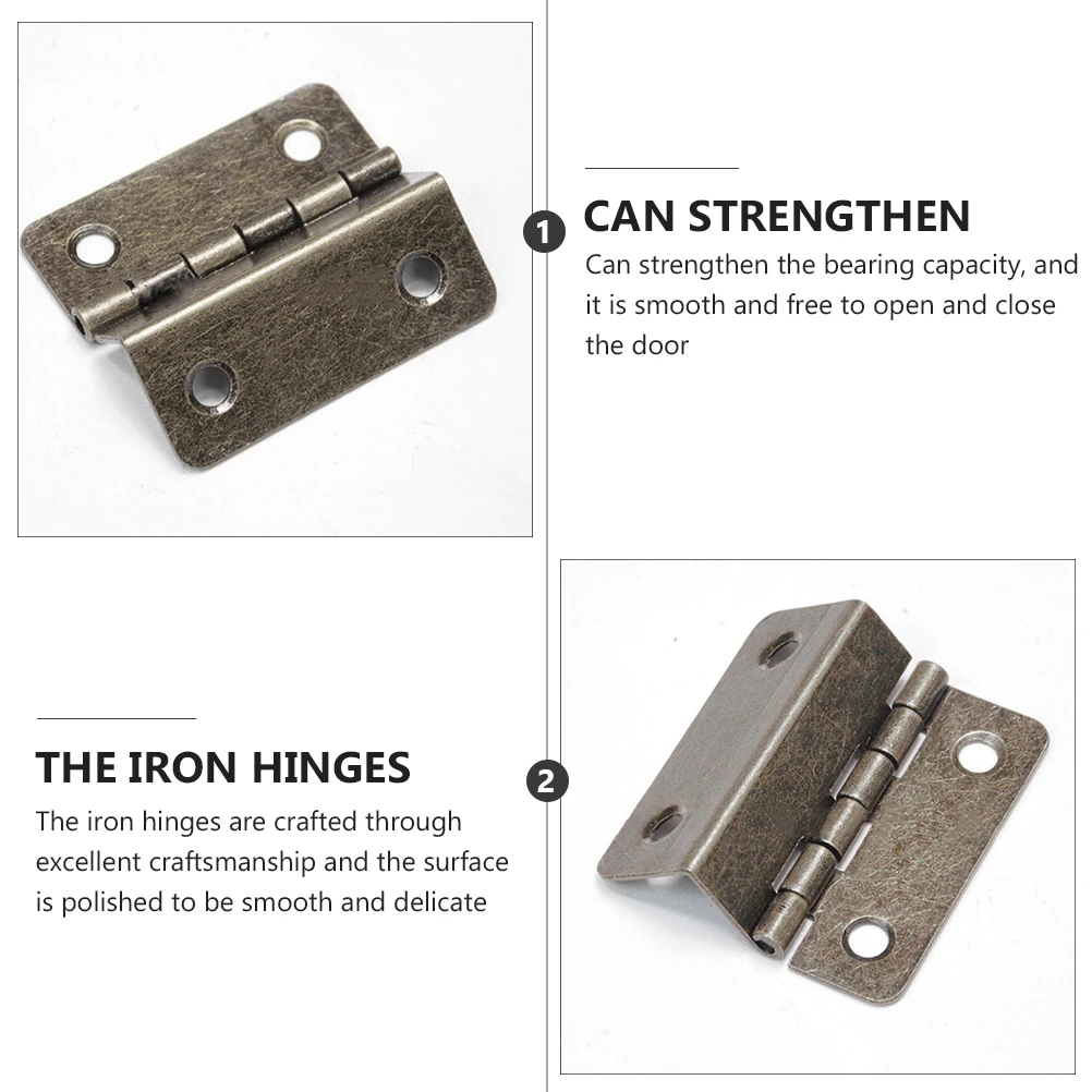 

10pcs Three-fold Hinges Wooden Box Storage Smooth Opening Closing Anti-rust Iron Kitchen Cabinet Hinges Metal Hardware