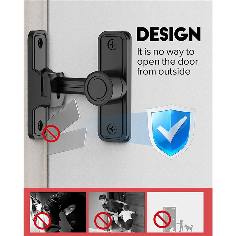 ABMF-5X Heavy Duty Gate Latches 90 Degree Right Angle Barn Door Lock Anti-Theft Sliding Door Lock Latch For Garden Black