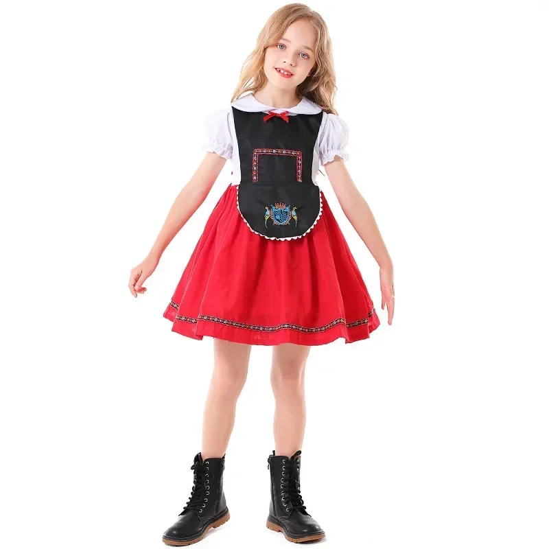 Germany Munich Traditional National Dress Oktoberfest Children's Floral Embroidery Beer Dress