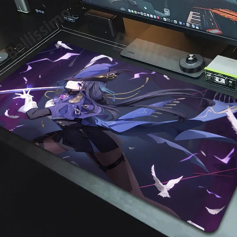 Genshin Impacto Grande Gaming Mouse Pad, LockEdge Mousepad, Tapete De Tabela, Mesa, Computador, Teclado, Lockedge