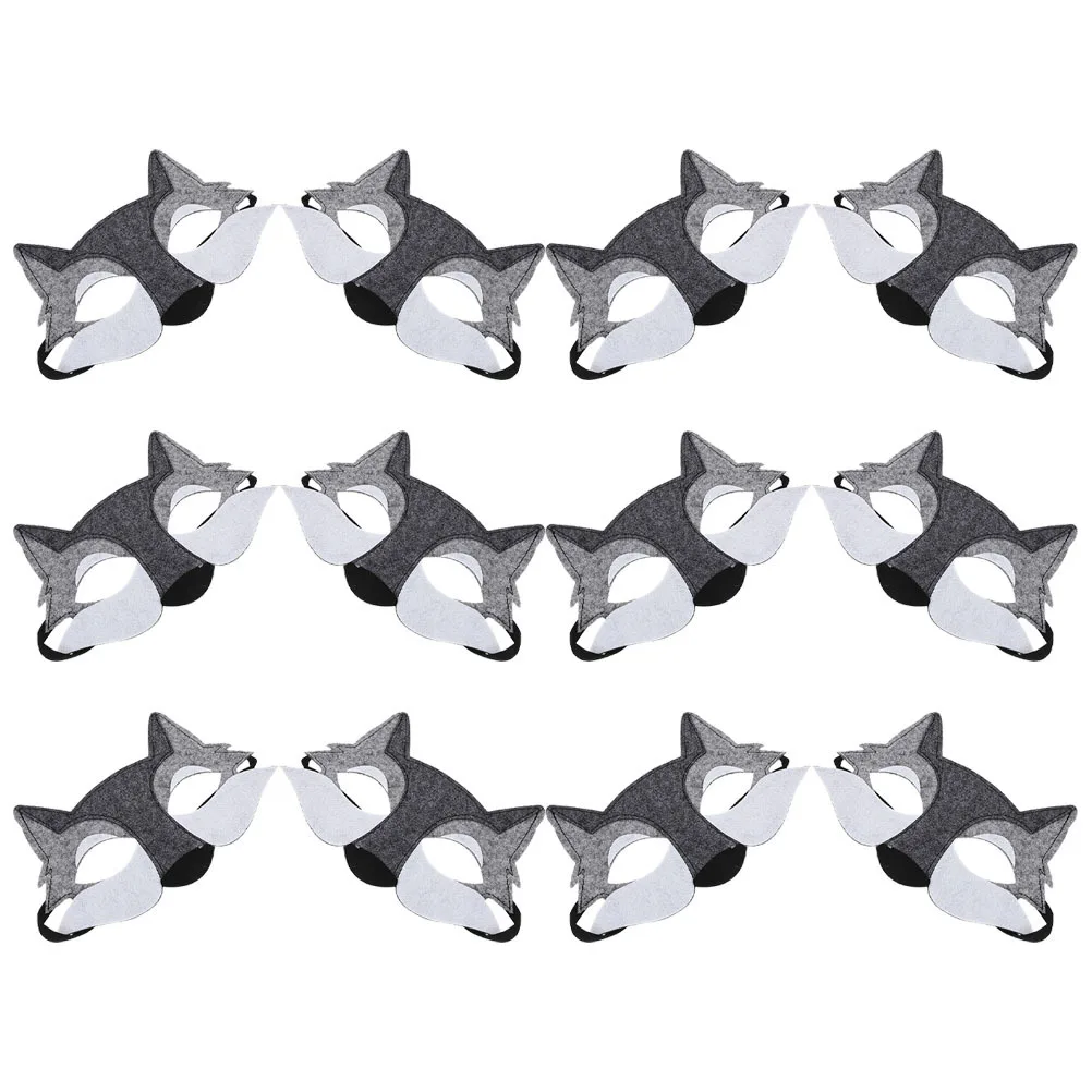 

12 Pcs Animal Face Mask for Kids Beast Halloween Wolf Costume Half Cosplay Horror