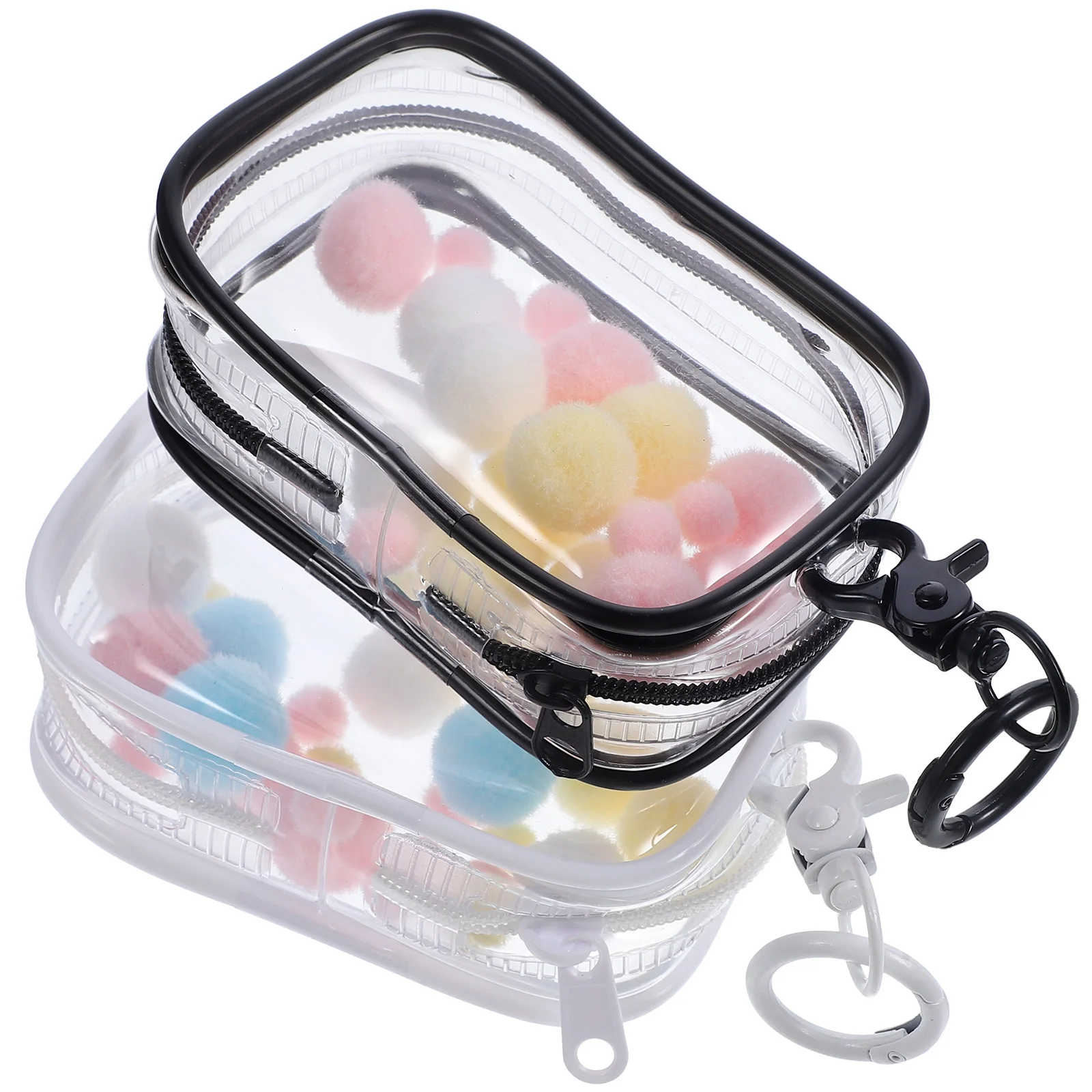 2 Sets Clear Figure Display Bag with Keychain Portable Small Storage Bag Collectibles Display Case