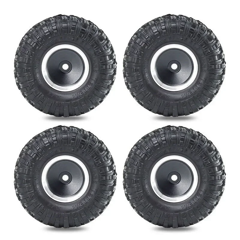 4pcs 55mm 1.0 Metal Beadlock Wheel Tire Set For 1/18 1/24 RC Crawler Car TRX4M SCX24 AX24 FCX24 Upgrade Parts Accessories