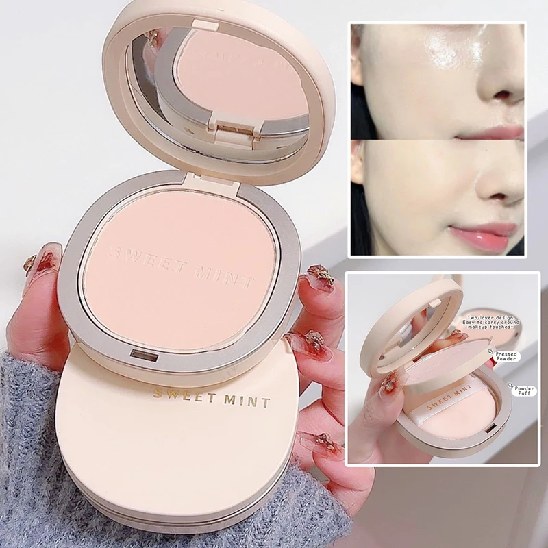 Polvo compacto con almohadilla mate, resistente al agua, duradero, Control de aceite, ajuste facial Natural, polvo suelto translúcido, maquillaje