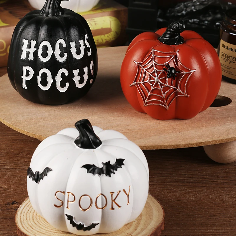 Halloween Ornaments Resin Thanksgiving Pumpkin Set, Fall Pumpkin Fall Thanksgiving Harvest Home Decorations