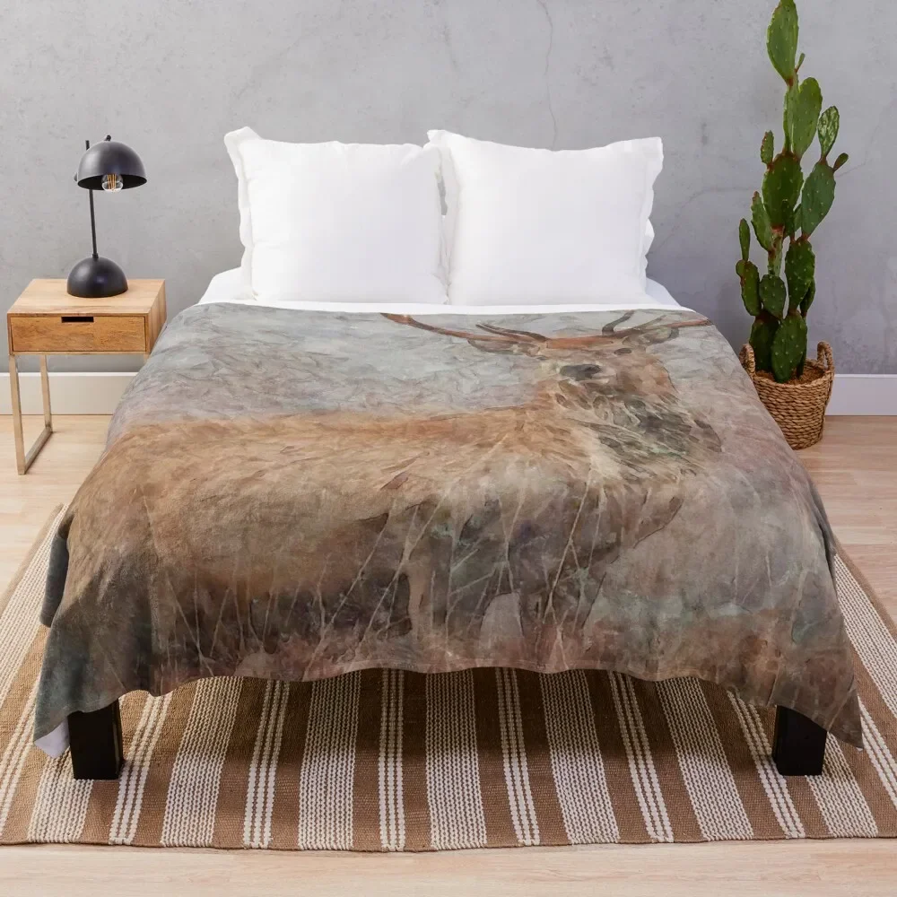 Majestic Stag Watercolor Wildlife Art Throw Blanket Luxury Throw Luxury St Travel Large Blankets