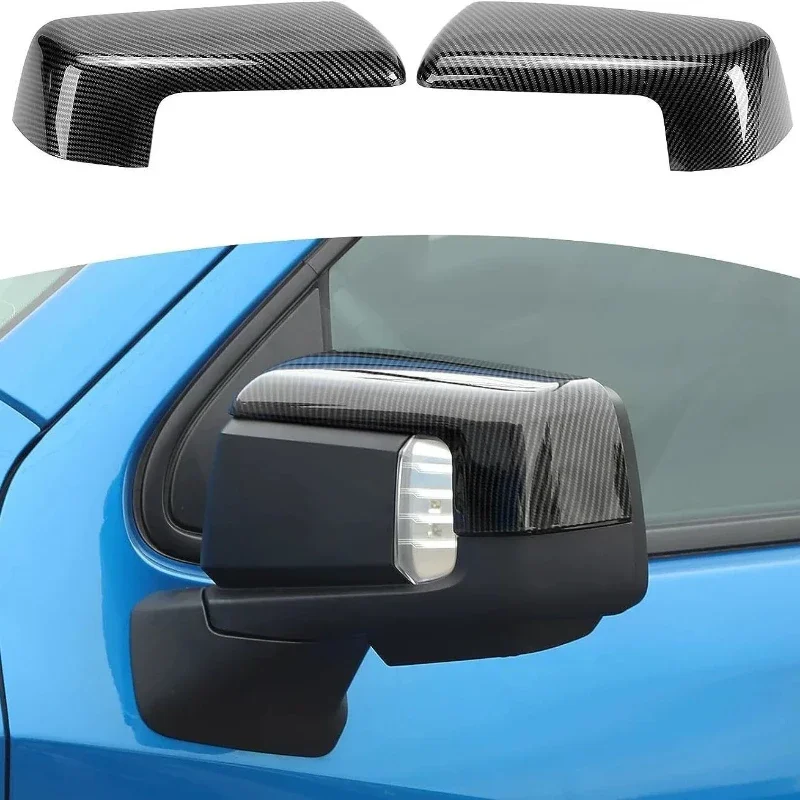 Carbon Fiber Style Side Wing Mirror Cap For Chevrolet Silverado GMC Sierra 2019-2024 Car Outer Rearview Mirror Housing Shell